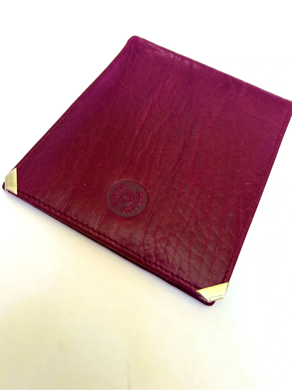 Bordeaux Leather Pierre Cardin Wallet with Gold Corner Accents